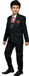 Zolario 5 piece suit Solid Boys Suit