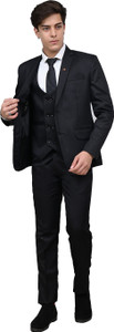 BLACKZED Single Breasted Solid Men Suit