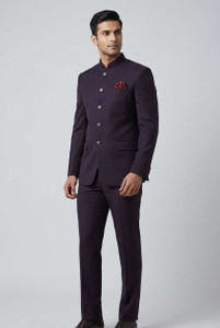 ASTHETIC Mandarin Solid Men Suit