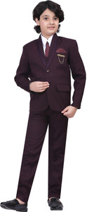 BT DEZINES Coat Pant Suit Set Solid Boys Suit