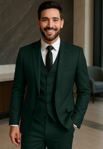 Plus91 3 Piece Suit Solid Men Suit