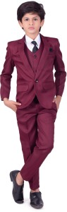 Z&G TRENDS 4 Piece Coat Suit Set Solid Boys Suit