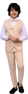 BT DEZINES Double-Breasted Solid Boys Suit