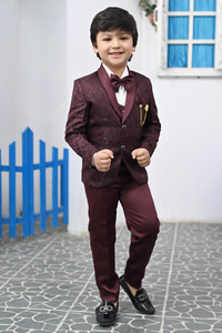 BT DEZINES 5 Piece Coat Pant Suit Set Diamonds Boys Suit