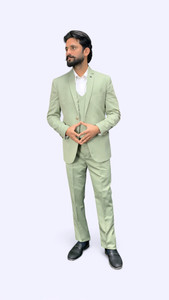 gargian master cut Single Breasted Solid Men Suit