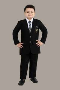 BT DEZINES 4-Piece Coat Pant Suit Set Solid Boys Suit