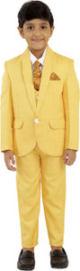 Fourfolds 5 Piece Suit Self Design Boys Suit