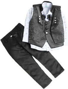 Elite Trend Traders Shirt, Waistcoat and Pant Set Solid Boys Suit