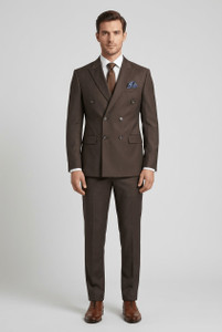 ASTHETIC Double Breasted Solid Men Suit