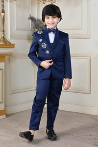 BT DEZINES 5 Piece Coat Suit Set With Shirt, Pant, Waistcoat & Tie for Boys Embroidered Boys Suit