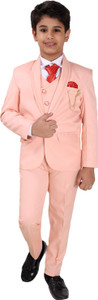 Fourfolds 5 Piece Coat Suit Set Solid Boys Suit