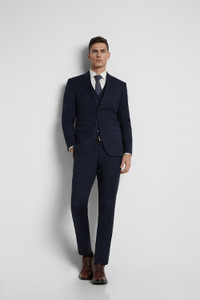 PETER ENGLAND Men Navy Solid Slim Fit Formal Three Piece Suit Solid Men Suit