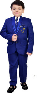 BT DEZINES 5 Piece Coat Pant Suit Set Solid Baby Boys Suit
