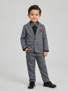Kidedition Three Piece Suit Woven Boys Suit