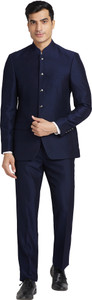 Raymond 5BTN BANDGALA WID PIPING - CONT FIT Self Design Men Suit