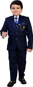 BT DEZINES BT Dezines 5 Piece Coat Suit Set With Shirt, Pant, Waistcoat & Tie For Boys 5 Piece Coat Pant Suit Set Solid Boys Suit