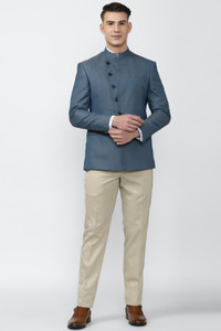 PETER ENGLAND Single Breasted - 5 button Self Design Men Suit