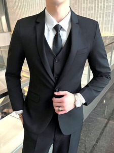 VERTICALS 3 Piece Suit Solid Men Suit