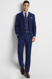 PETER ENGLAND Men Navy Solid Slim Fit Formal Three Piece Suit Solid Men Suit