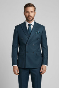 ASTHETIC Double Breasted Solid Men Suit