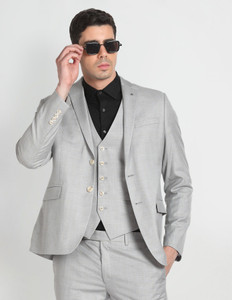 ARROW Tailored Regular Fit Three Piece Suit Solid Men Suit