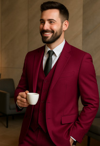 VERTICALS Men 3 Piece Suit Solid Men Suit