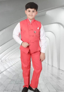 Paryushnam Boys SHIRT , WAISTCOAT AND PANT SET COAT PANT SUIT SET KIDS BABY BOYS DRESS WEAR Solid Boys Suit