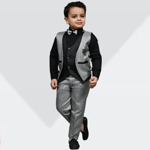 Boy Ghajni Style #3Pc Pant Coat with Bow And Waistcoat main image 1