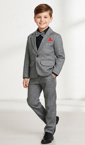 HIKUJ Suit Coat Pant Shirt Checkered Boys Suit