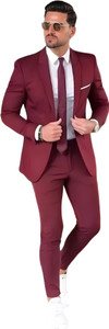 HUMJOLI MENS WEAR Slim Fit Single Breasted 2 Piece (Coat and Pant) Solid Men Suit