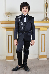 BT DEZINES 5 Piece Coat Suit Set With Shirt, Pant, Waistcoat & Tie for Boys Embroidered Boys Suit
