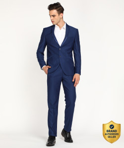 PARK AVENUE 2BTN SB 2PC NOTCH SLANT DART-S.SLIM Self Design Men Suit