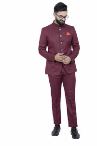 ALJAAMI jodhpuri bandhgala Solid Men Suit