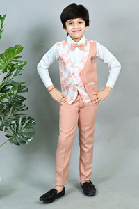 BT DEZINES 3 Piece Suit Set: Shirt, Pants, and Waistcoat Printed Boys Suit