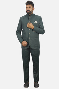 gargian master cut Mandarin Collar Solid Men Suit