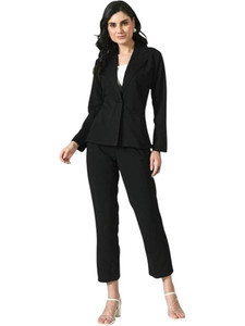 Shakuntlam Fashion House Cotton Blend 3-Piece Suit Solid Blazer Pant & Camisole-Office & Casual Wear Solid Women Suit