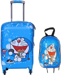 D Paradise Kids 20 inches Doraemon print Girl's Boy's suitcase/ trolley bag & 13 inches bag Cabin Suitcase 4 Wheels - 20 inch