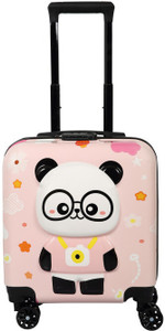 POLO CLASS Baby Panda Hard-Sided Polycarbonate Kids Trolley Bag -18 Inches- Light Pink Cabin Suitcase 4 Wheels - 18 Inch