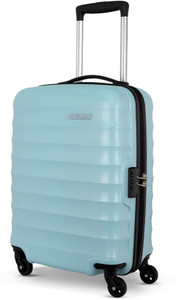 AMERICAN TOURISTER Barcelona 55 cm Hardsided Powder Blue Small Cabin Trolley Bag Cabin Suitcase 4 Wheels - 22 inch