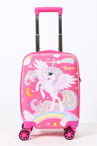 Swarn Products New Style Unicorn Printed Pattern Suitcase & Extra Light Weight Kids Expandable  Cabin Suitcase 4 Wheels - 16 inch
