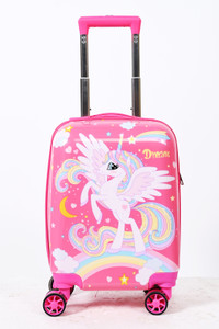 Harsehaj Products New Style Unicorn Printed Pattern Suitcase & Extra Light Weight Kids Cabin Suitcase 4 Wheels - 16 inch