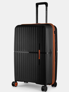 NASHER MILES Springfield Hard-Sided Polypropylene Luggage Black 75cm Trolley Bag Check-in Suitcase 8 Wheels - 28 inch