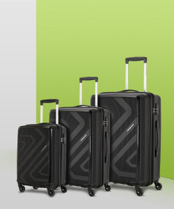 Kamiliant by American Tourister Kam Kiza Sp 3Pcset -Black Cabin & Check-in Set 4 Wheels - 27 inch