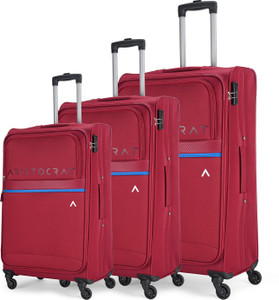ARISTOCRAT Brezza Set of 3 (Small 59cm | Medium 68cm | Large 78cm) - Trolley Bag Cabin & Check-in Set 4 Wheels - 31 Inch