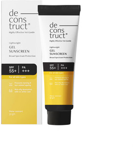 deconstruct Sunscreen - SPF 55+ PA+++ Lightweight Gel Sunscreen | No White Cast | For men & Women |