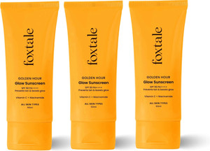 Foxtale Sunscreen - SPF 50 PA+++ -(Pack of 3) Essentials Brightening SPF 50 Sunscreen