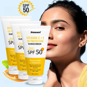 Sonavi Sunscreen - SPF 50 PA++ Lightweight & Hydrating,Non-Sticky Glowing Skin Sunscreen Lotion