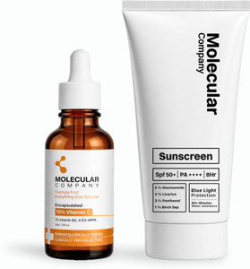Molecular Company Glow & Protect Duo | SPF 50+ PA++++ Sunscreen & 10% Encapsulated Vit C Serum