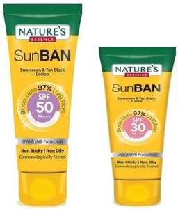 Nature's Essence Sunscreen - SPF 50 PA+++ SUNBAN SPF 50 (175MRP)60ML+SPF 30(80MRP)30ML
