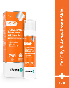 The Derma Co Sunscreen - SPF 50 PA++++ 1% Hyaluronic Sunscreen Oil-Free Gel | Lightweight, For Oily & Acne-Prone Skin